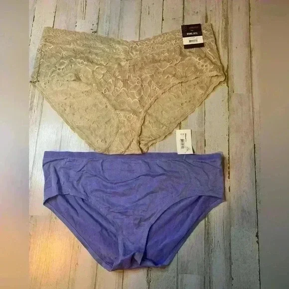 No Boundaries 1 Beige Nylon Lace & Purple Hipsters Size XXXL(21) . (Lot Of 2) - Picture 1 of 14